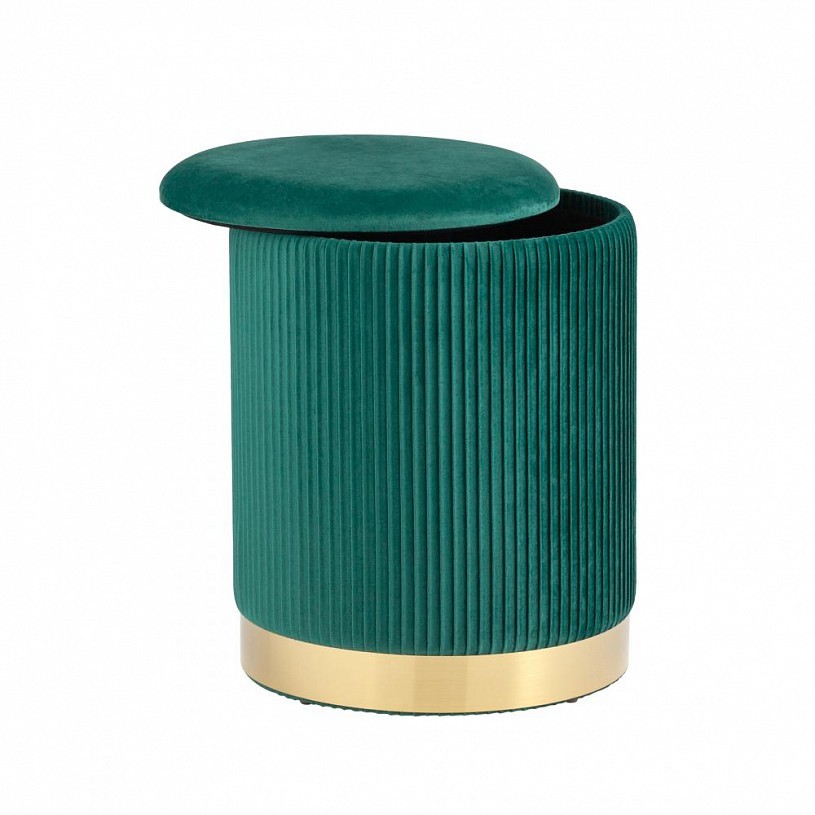 Пуф Шарлотта с ящиком, велюр зеленый