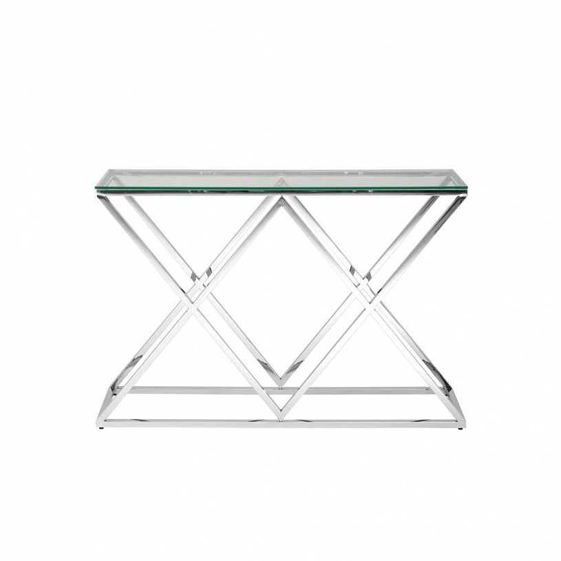 Консоль ИНСИГНИЯ 115*30, прозрачное стекло, сталь серебро