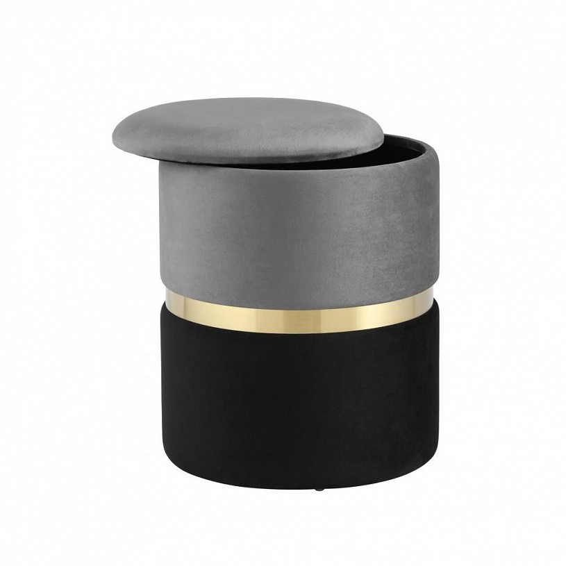 Пуф Кэрри с ящиком велюр серо-черный Пуф Кэрри с ящиком велюр серо-черный