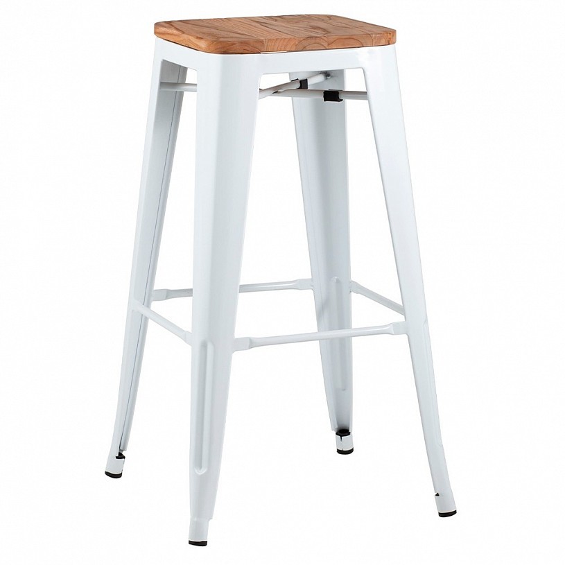 Стул барный TOLIX белый глянцевый + светлое дерево Стул барный TOLIX белый глянцевый + светлое дерево