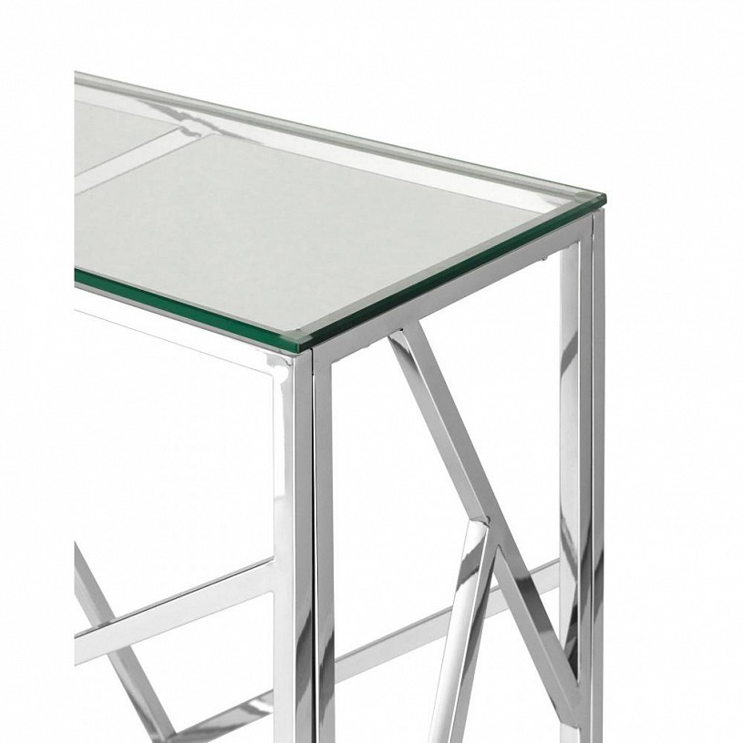 Консоль АРТ ДЕКО 115*30, прозрачное стекло, сталь серебро
