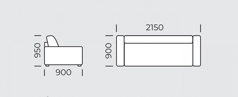 Прямой диван Сиена (тахта с двумя локтями / дельфином)