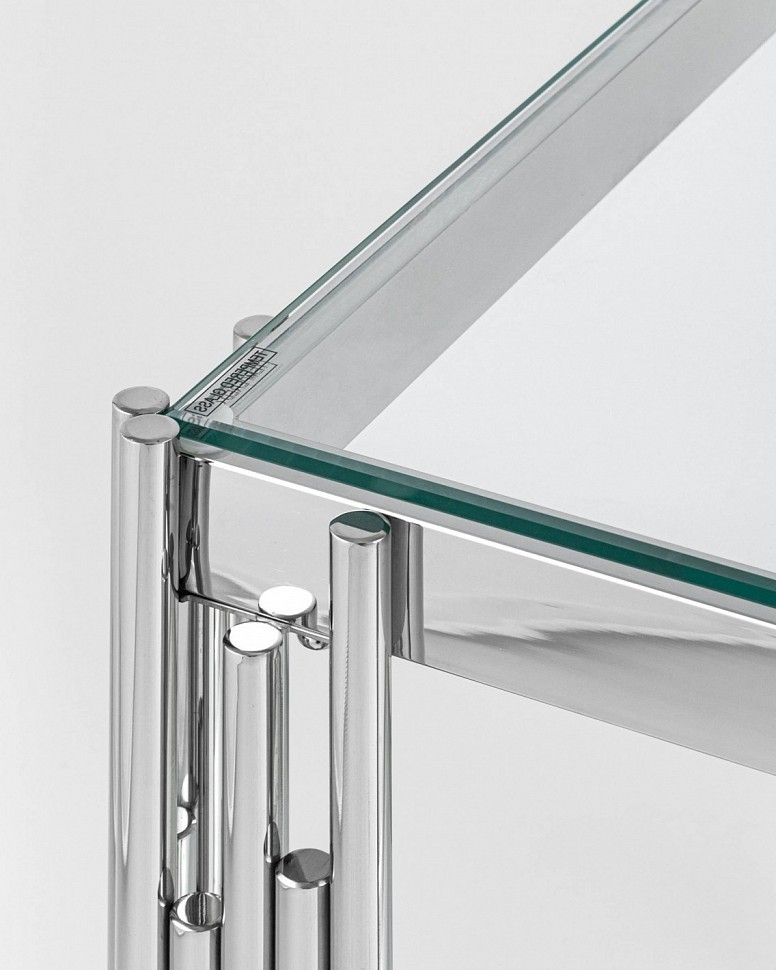 Журнальный столик 55*55 ГЭТСБИ, прозрачное стекло, сталь серебро Журнальный столик 55*55 ГЭТСБИ, прозрачное стекло, сталь серебро