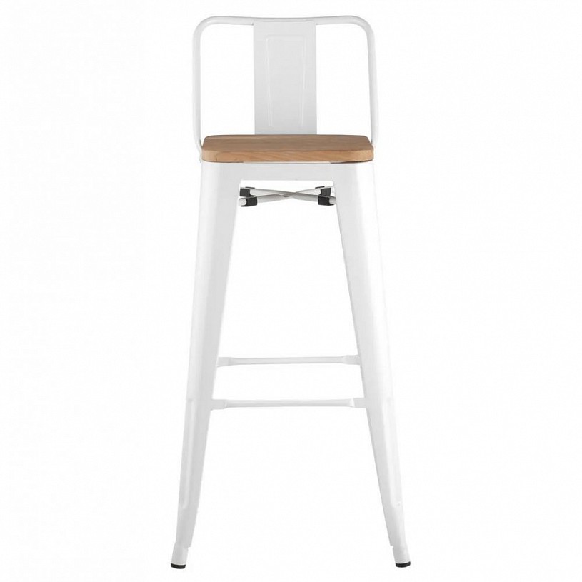 Стул барный TOLIX со спинкой белый глянцевый + светлое дерево Стул барный TOLIX со спинкой белый глянцевый + светлое дерево