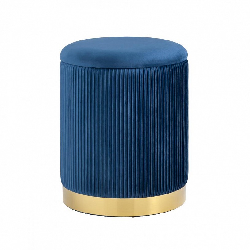 Пуф Шарлотта с ящиком, велюр синий