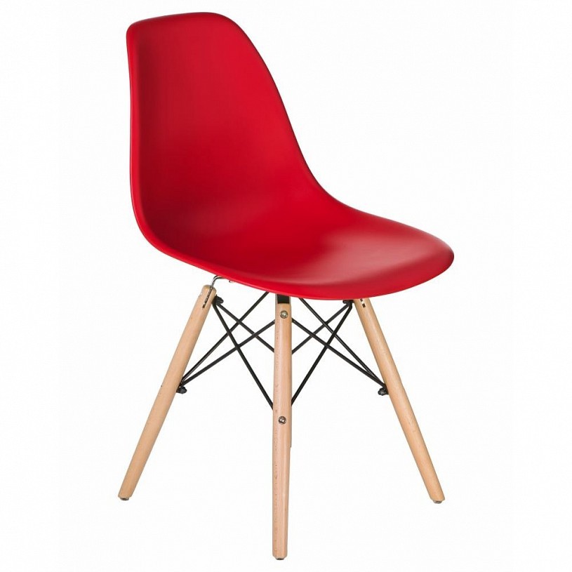 Стул EAMES красный деревянные ножки Стул EAMES красный деревянные ножки