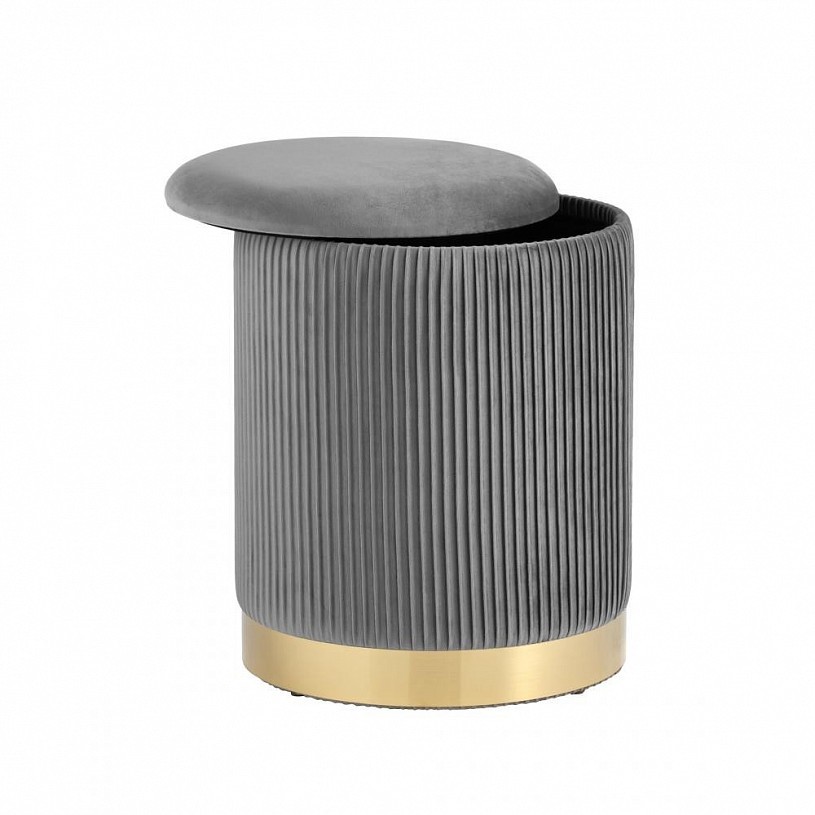 Пуф Шарлотта с ящиком, велюр серый