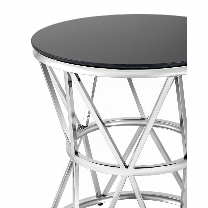 Журнальный столик 50*50 ВИВА, стекло черное, сталь серебро Журнальный столик 50*50 ВИВА, стекло черное, сталь серебро