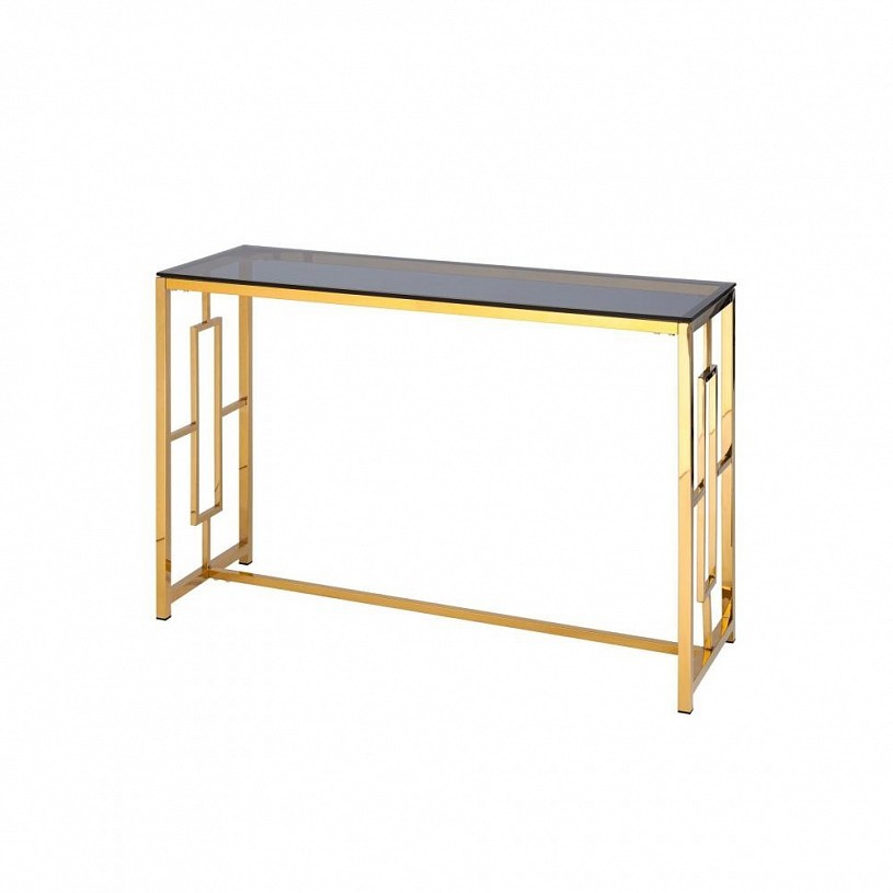 Консоль БРУКЛИН 120*40, стекло smoke, сталь золото