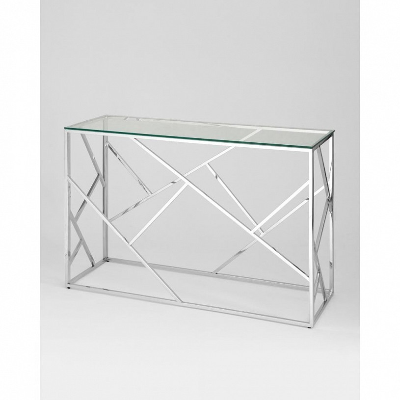 Консоль АРТ ДЕКО 120*40, прозрачное стекло, сталь серебро