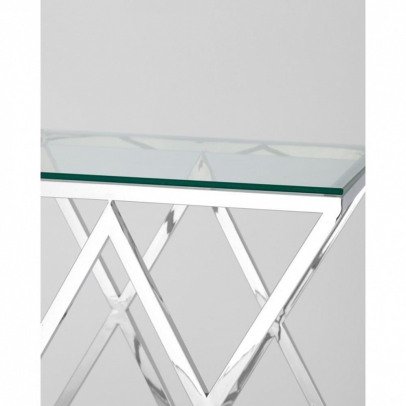 Журнальный стол 55*55 ИНСИГНИЯ, прозрачное стекло, сталь серебро Журнальный стол 55*55 ИНСИГНИЯ, прозрачное стекло, сталь серебро