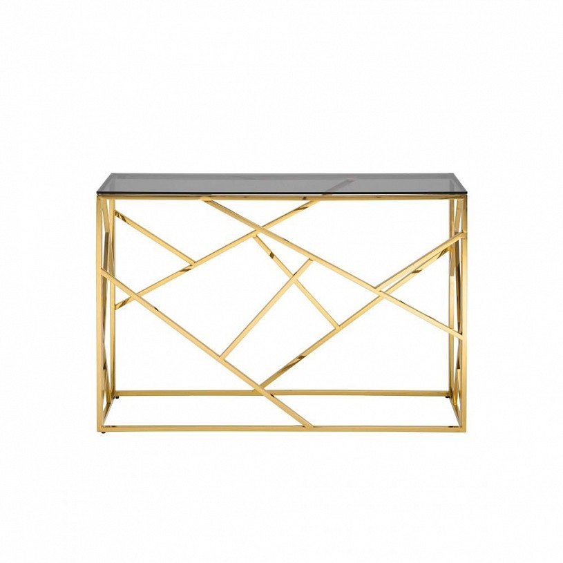 Консоль АРТ ДЕКО 115*30, стекло smoke, сталь золото