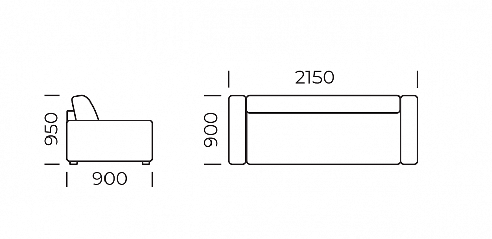 Прямой диван Сиена (тахта с двумя локтями / ящик)