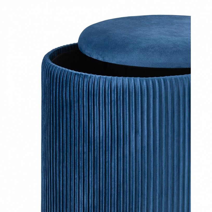 Пуф Шарлотта с ящиком, велюр синий
