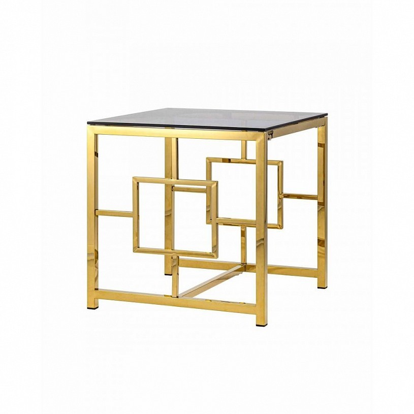 Журнальный столик 55*55 БРУКЛИН, стекло smoke, сталь золото Журнальный столик 55*55 БРУКЛИН, стекло smoke, сталь золото