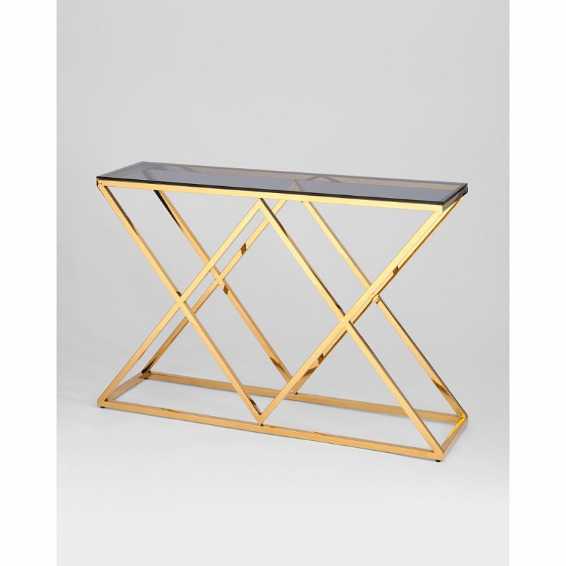 Консоль ИНСИГНИЯ 115*30, стекло smoke, сталь золото