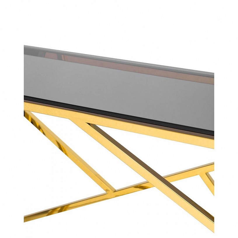 Консоль АРТ ДЕКО 115*30, стекло smoke, сталь золото
