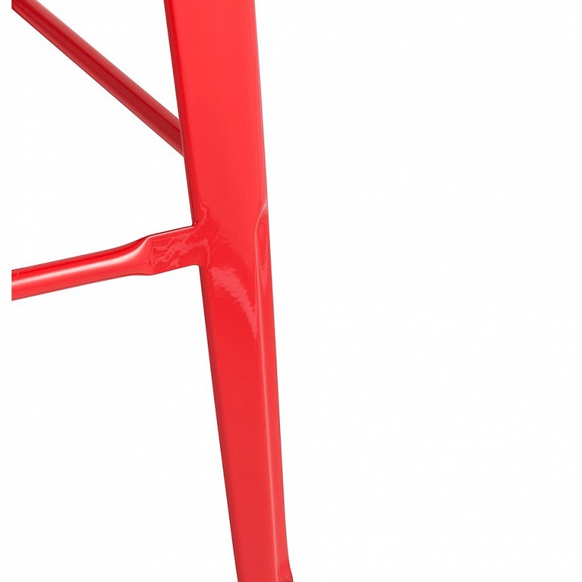 Стул барный TOLIX красный глянцевый + темное дерево Стул барный TOLIX красный глянцевый + темное дерево