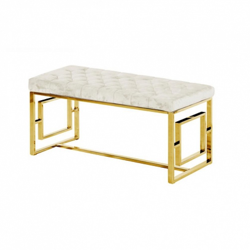 Банкетка-скамейка БРУКЛИН, вельвет бежевый, сталь золото Банкетка-скамейка БРУКЛИН, вельвет бежевый, сталь золото