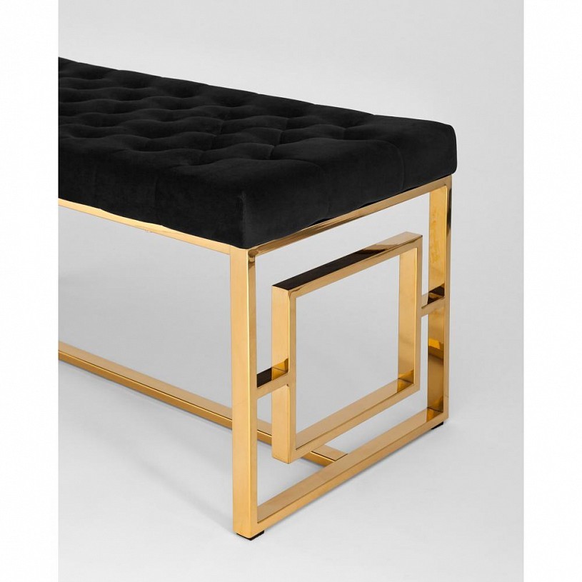 Банкетка-скамейка БРУКЛИН, вельвет черный, сталь золото Банкетка-скамейка БРУКЛИН, вельвет черный, сталь золото