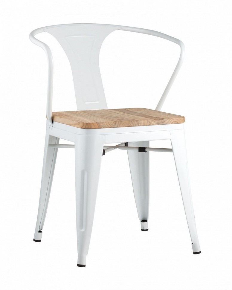 Стул TOLIX ARM WOOD белый глянцевый + светлое дерево Стул TOLIX ARM WOOD белый глянцевый + светлое дерево