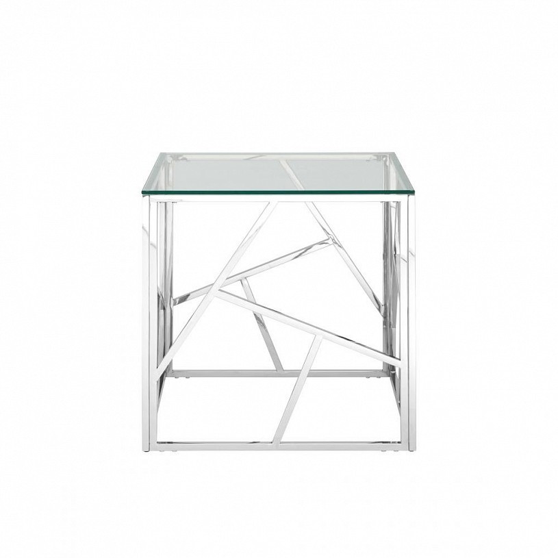 Журнальный столик 55*55 АРТ ДЕКО, прозрачное стекло, сталь серебро Журнальный столик 55*55 АРТ ДЕКО, прозрачное стекло, сталь серебро