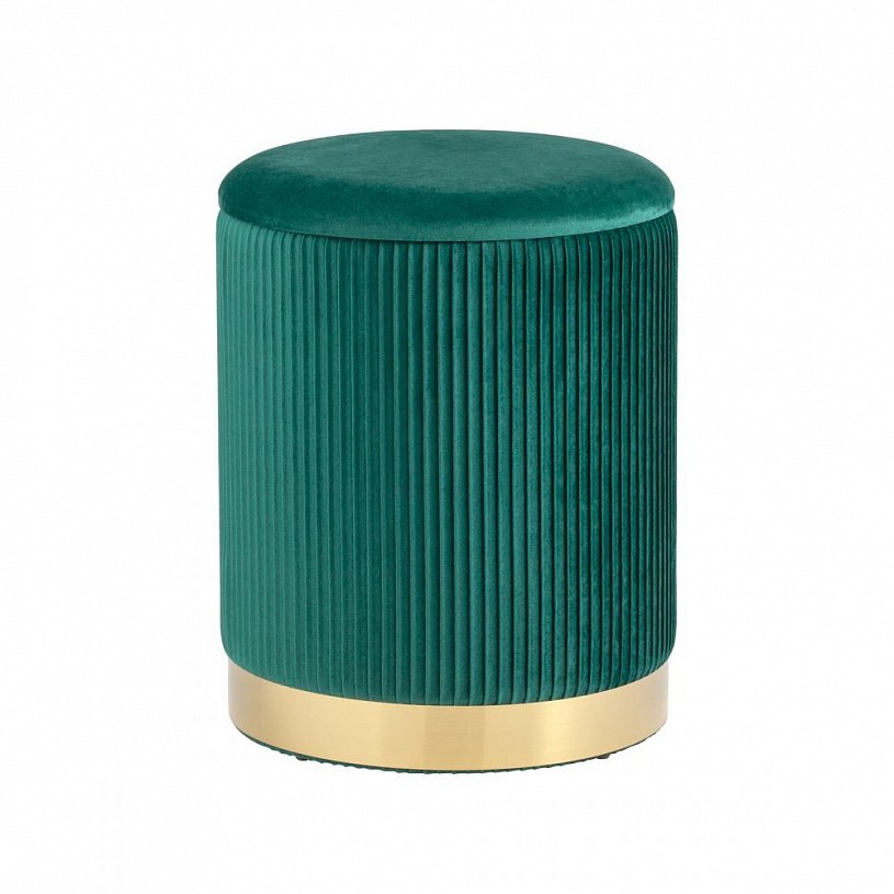 Пуф Шарлотта с ящиком, велюр зеленый