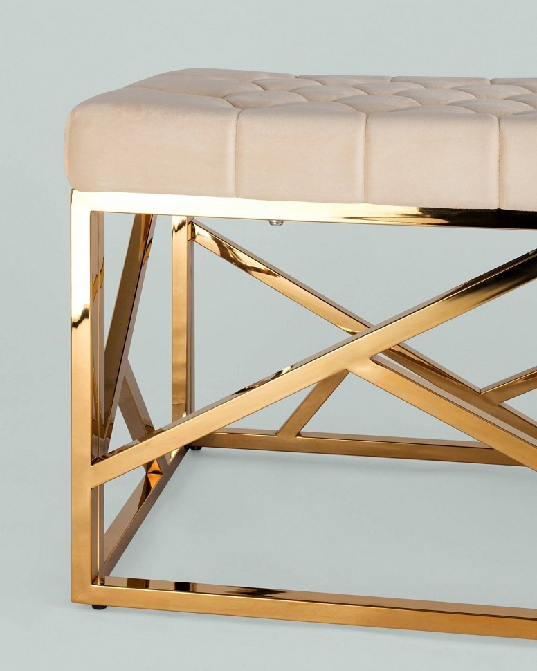 Банкетка-скамейка АРТ ДЕКО, вельвет бежевый, сталь золото Банкетка-скамейка АРТ ДЕКО, вельвет бежевый, сталь золото