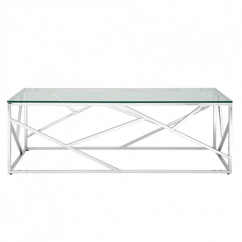 Журнальный стол 120*60 АРТ ДЕКО, прозрачное стекло, сталь серебро Журнальный стол 120*60 АРТ ДЕКО, прозрачное стекло, сталь серебро