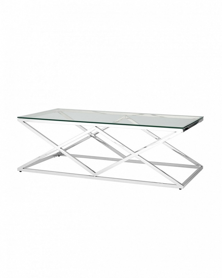 Журнальный стол 120*60 ИНСИГНИЯ, прозрачное стекло, сталь серебро Журнальный стол 120*60 ИНСИГНИЯ, прозрачное стекло, сталь серебро