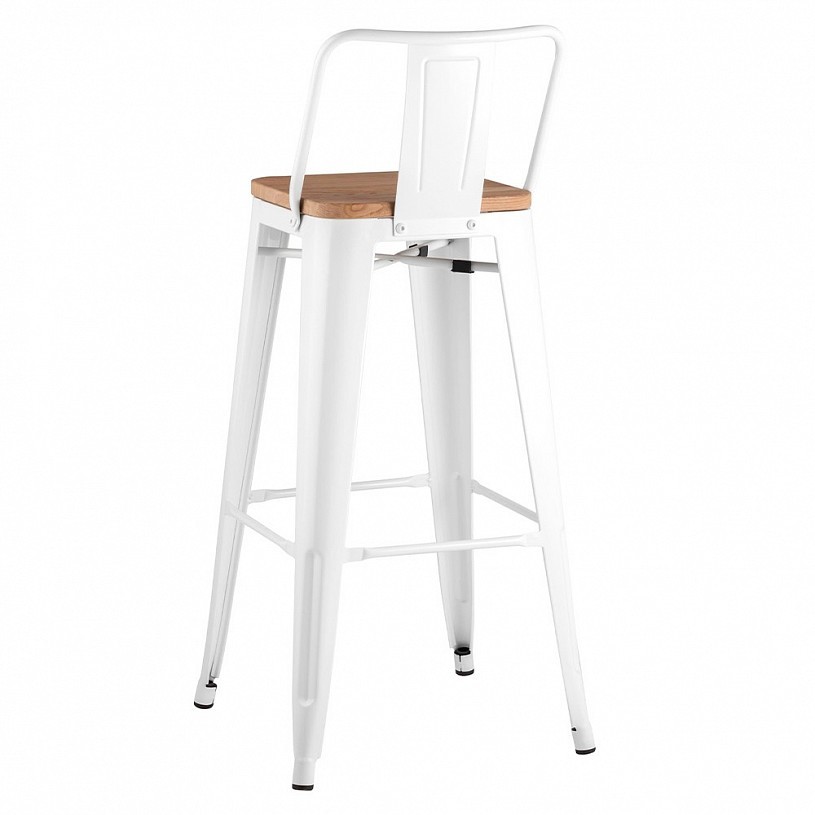 Стул барный TOLIX со спинкой белый глянцевый + светлое дерево Стул барный TOLIX со спинкой белый глянцевый + светлое дерево