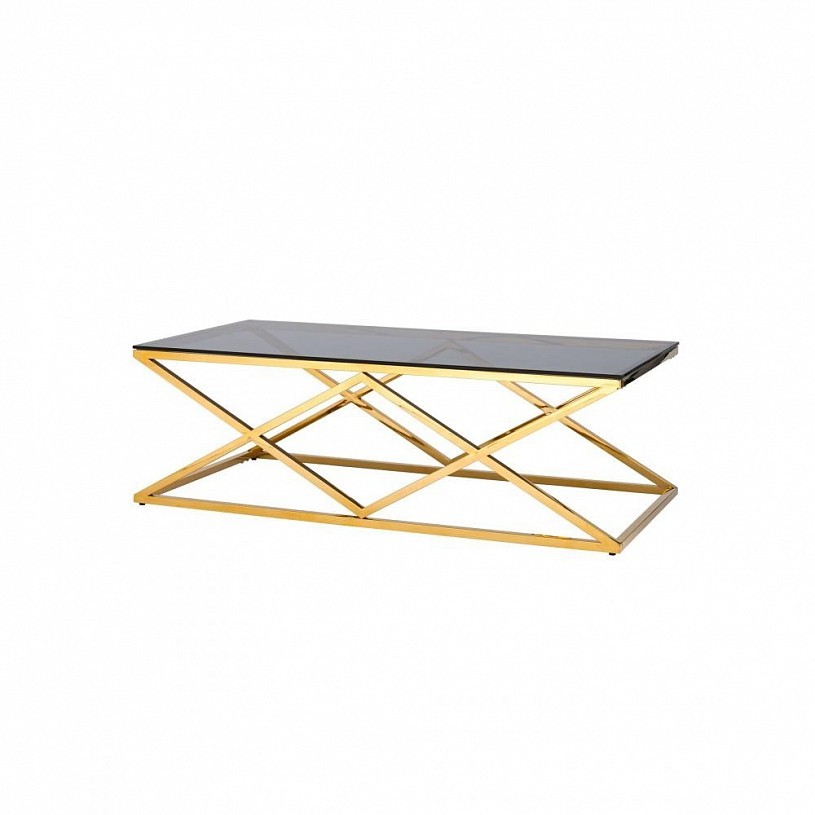 Журнальный стол 120*60 ИНСИГНИЯ, стекло smoke, сталь золото Журнальный стол 120*60 ИНСИГНИЯ, стекло smoke, сталь золото