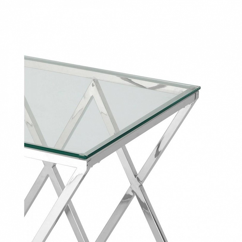 Журнальный стол 55*55 ИНСИГНИЯ, прозрачное стекло, сталь серебро Журнальный стол 55*55 ИНСИГНИЯ, прозрачное стекло, сталь серебро