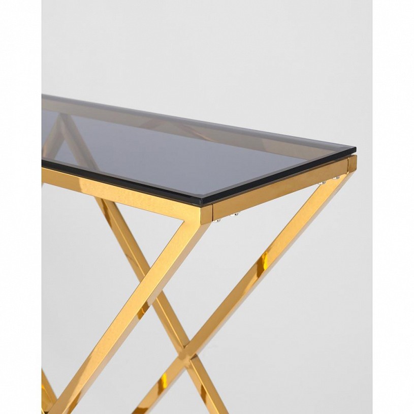 Консоль ИНСИГНИЯ 115*30, стекло smoke, сталь золото