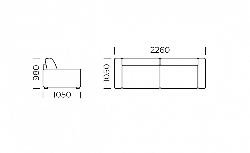 Прямой диван Неаполь (локти «раф»)
