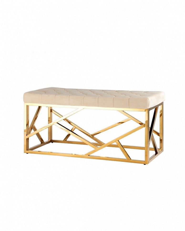 Банкетка-скамейка АРТ ДЕКО, вельвет бежевый, сталь золото Банкетка-скамейка АРТ ДЕКО, вельвет бежевый, сталь золото