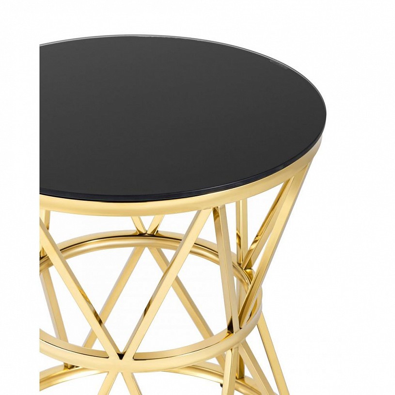 Журнальный столик 50*50 ВИВА, стекло черное, сталь золото Журнальный столик 50*50 ВИВА, стекло черное, сталь золото