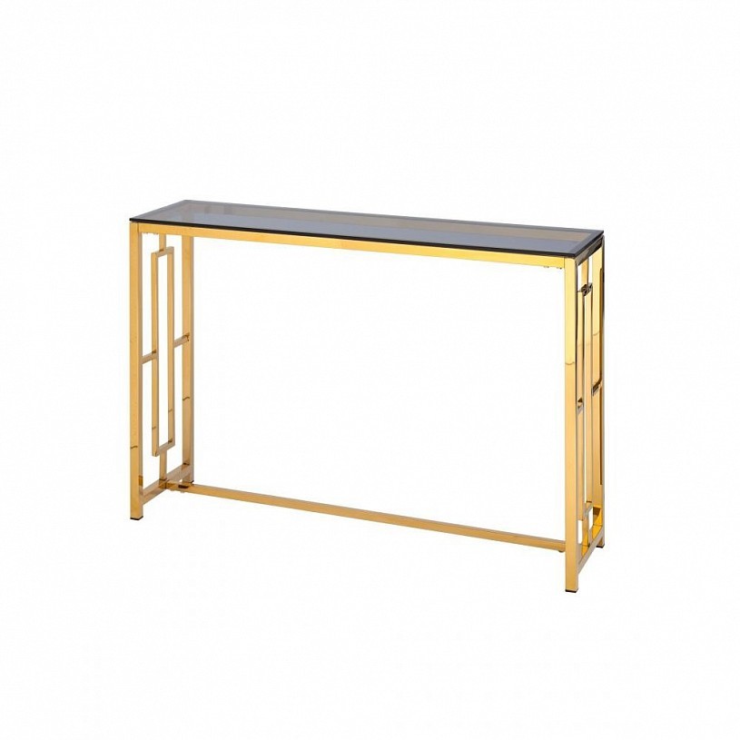 Консоль БРУКЛИН 115*30, стекло smoke, сталь золото
