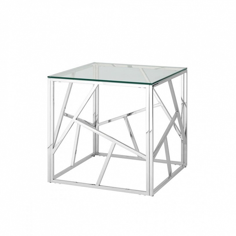 Журнальный столик 55*55 АРТ ДЕКО, прозрачное стекло, сталь серебро Журнальный столик 55*55 АРТ ДЕКО, прозрачное стекло, сталь серебро