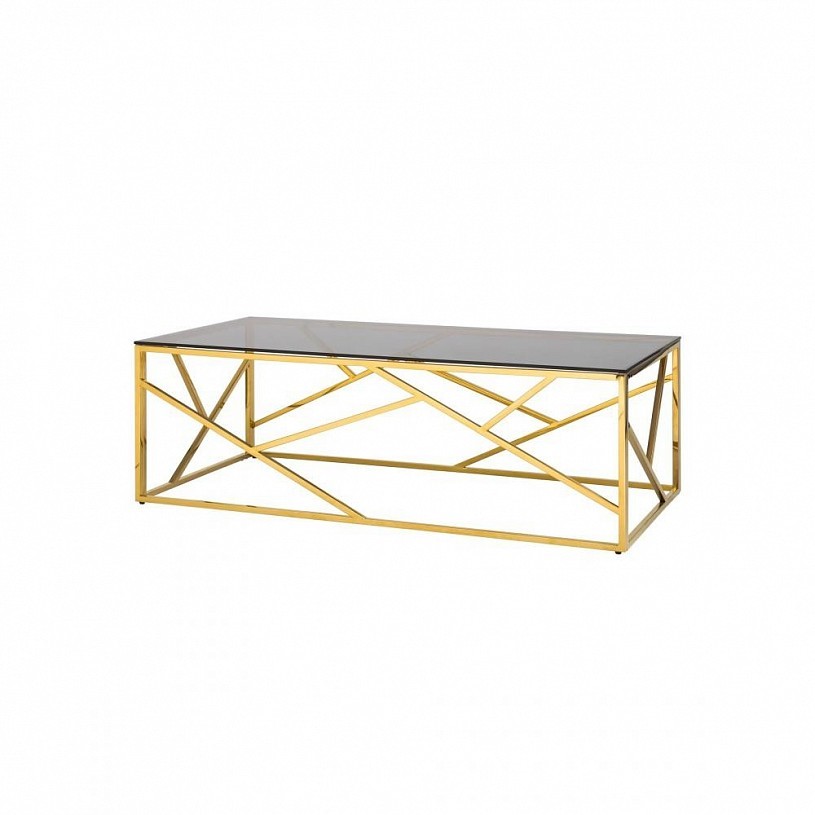 Журнальный стол 120*60 АРТ ДЕКО, стекло smoke, сталь золото Журнальный стол 120*60 АРТ ДЕКО, стекло smoke, сталь золото