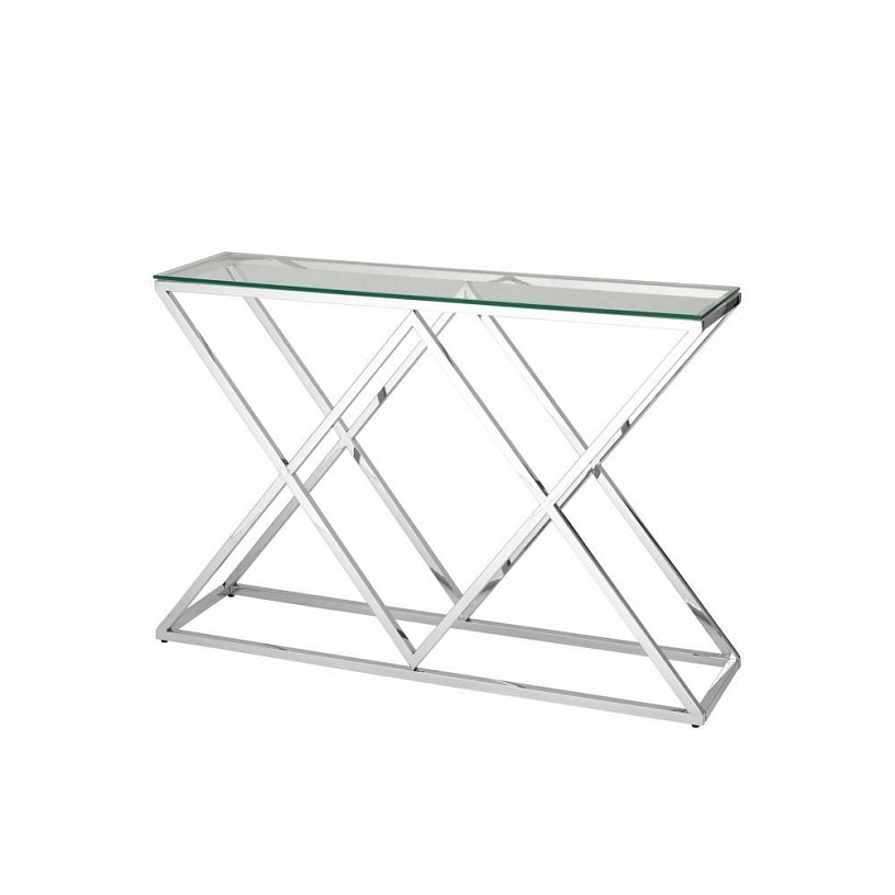 Консоль ИНСИГНИЯ 115*30, прозрачное стекло, сталь серебро