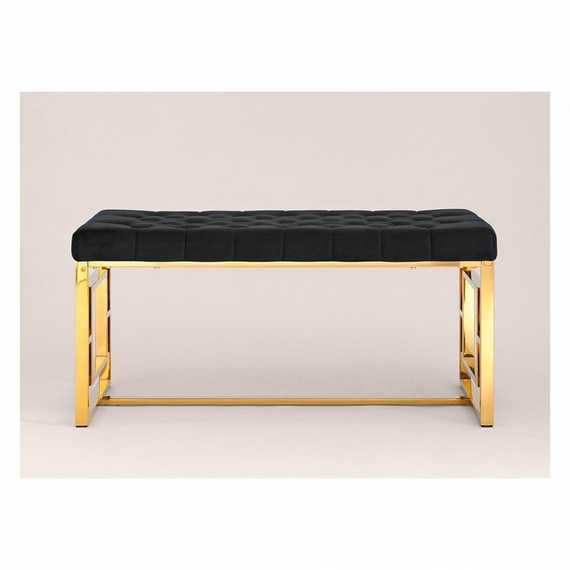 Банкетка-скамейка БРУКЛИН, вельвет черный, сталь золото Банкетка-скамейка БРУКЛИН, вельвет черный, сталь золото