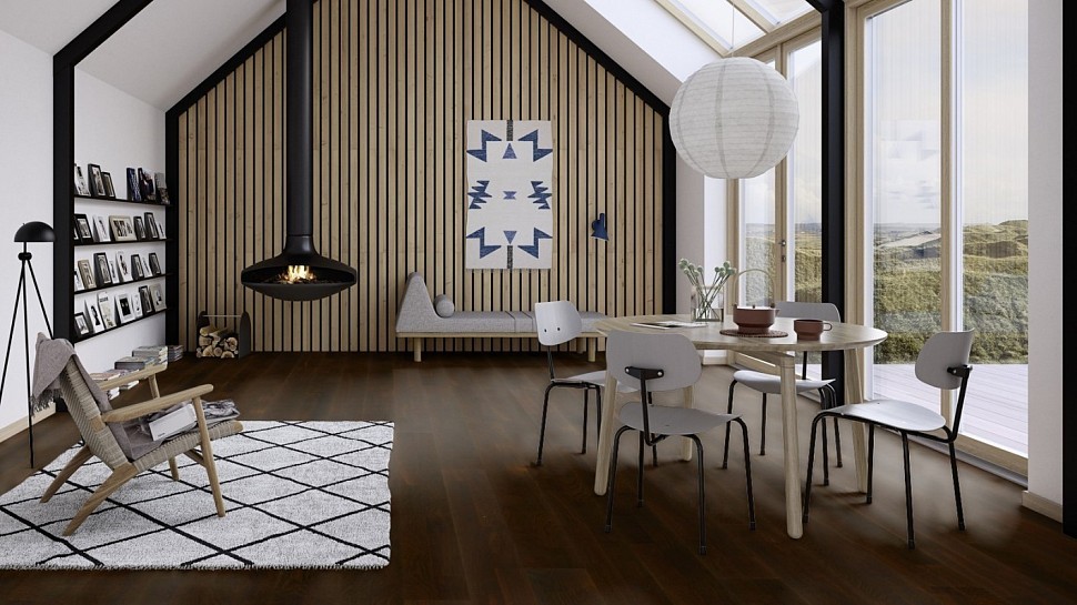 Паркетная доска BOEN ДУБ NOIR EMGL3PTD