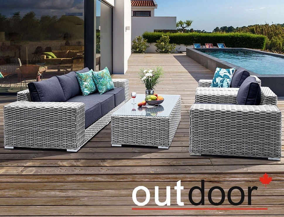 Комплект мебели из ротанга OUTDOOR Мадейра (3-местный диван, 2кресла, стол), ш/п, светлый микс Комплект мебели из ротанга OUTDOOR Мадейра (3-местный диван, 2кресла, стол), ш/п, светлый микс