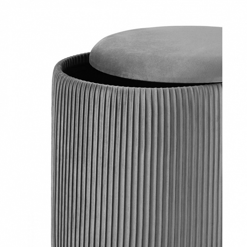 Пуф Шарлотта с ящиком, велюр серый