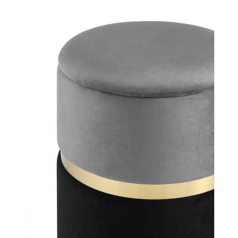 Пуф Кэрри с ящиком велюр серо-черный Пуф Кэрри с ящиком велюр серо-черный