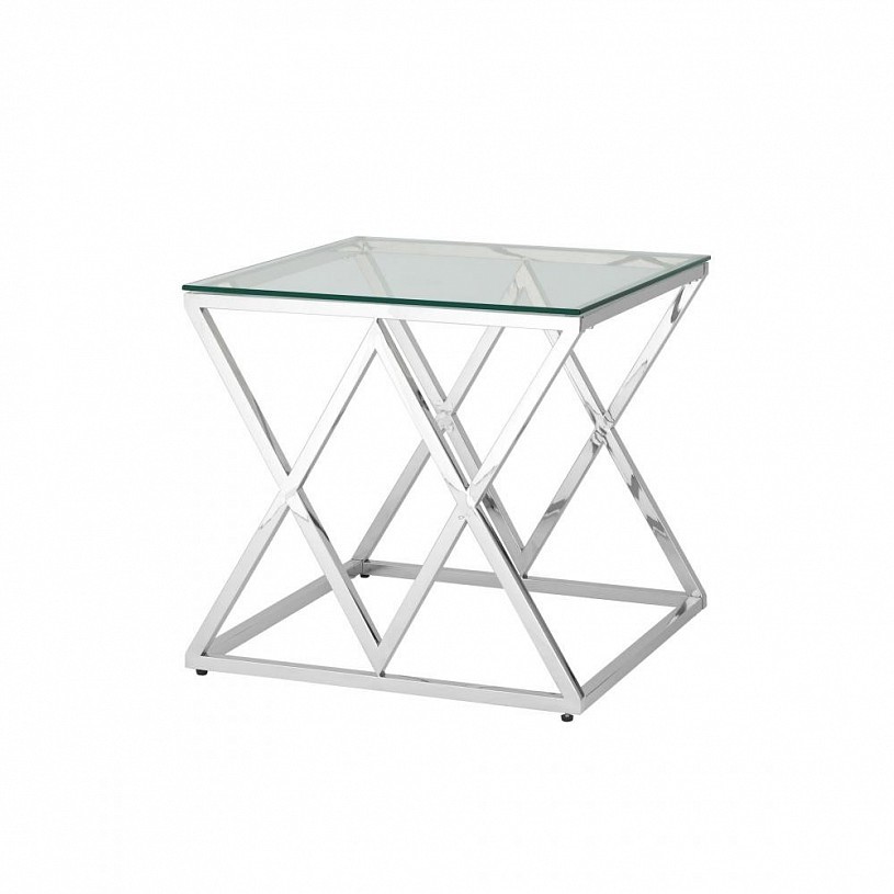 Журнальный стол 55*55 ИНСИГНИЯ, прозрачное стекло, сталь серебро Журнальный стол 55*55 ИНСИГНИЯ, прозрачное стекло, сталь серебро