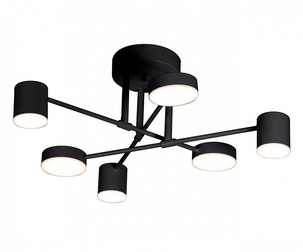 07649-6D,19(4000K) Люстра диммируемая Мекли черный d57 h25 Led 3*12W+3*16W (4000К) с пультом ДУ