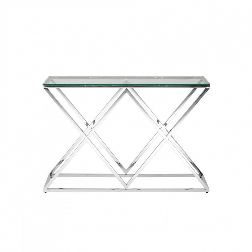 Консоль ИНСИГНИЯ 115*30, прозрачное стекло, сталь серебро