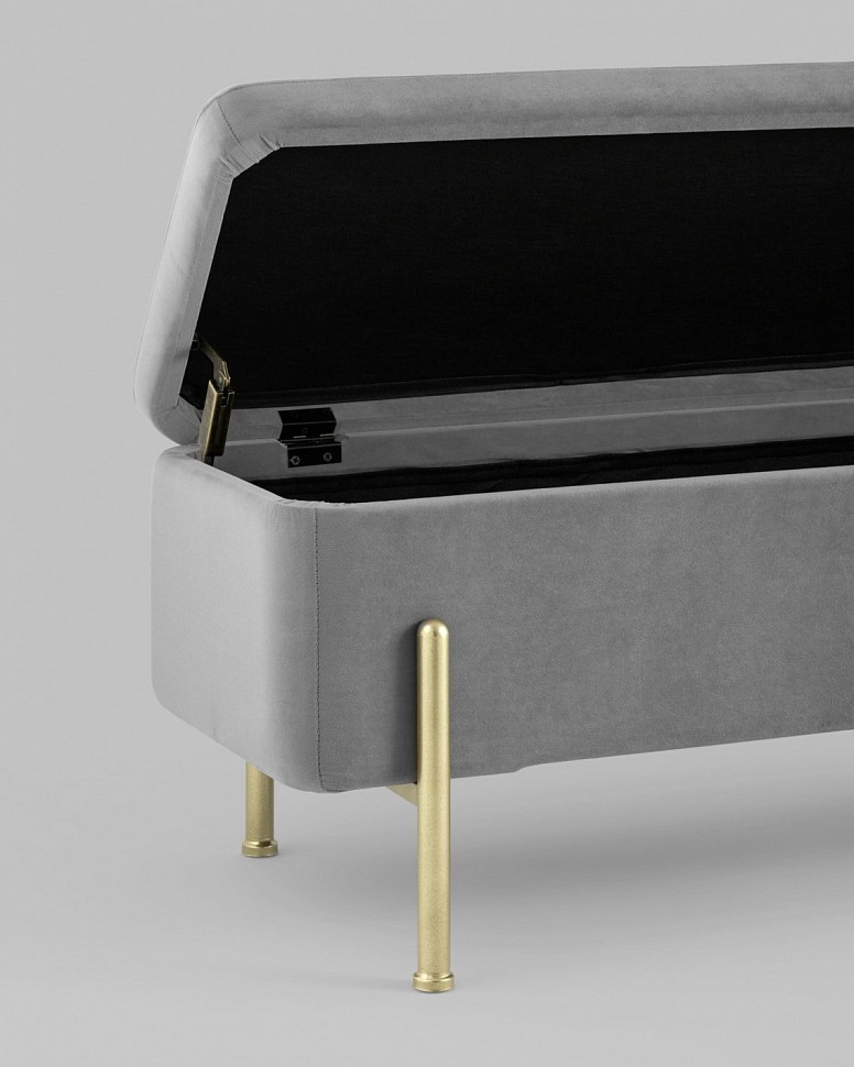 Банкетка Болейн с ящиком, велюр серый Банкетка Болейн с ящиком, велюр серый